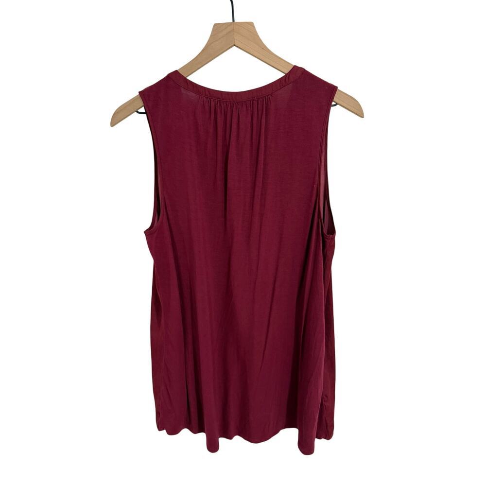 Loft Maternity Maroon Mixed Media Tank Womens L Pre-Owned - Picture 2 of 6